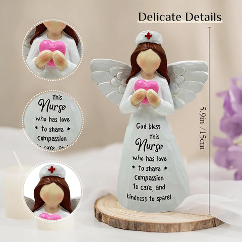 Bozspacer nurse angle figurine on desk display evokes calm, inspiring workspace.