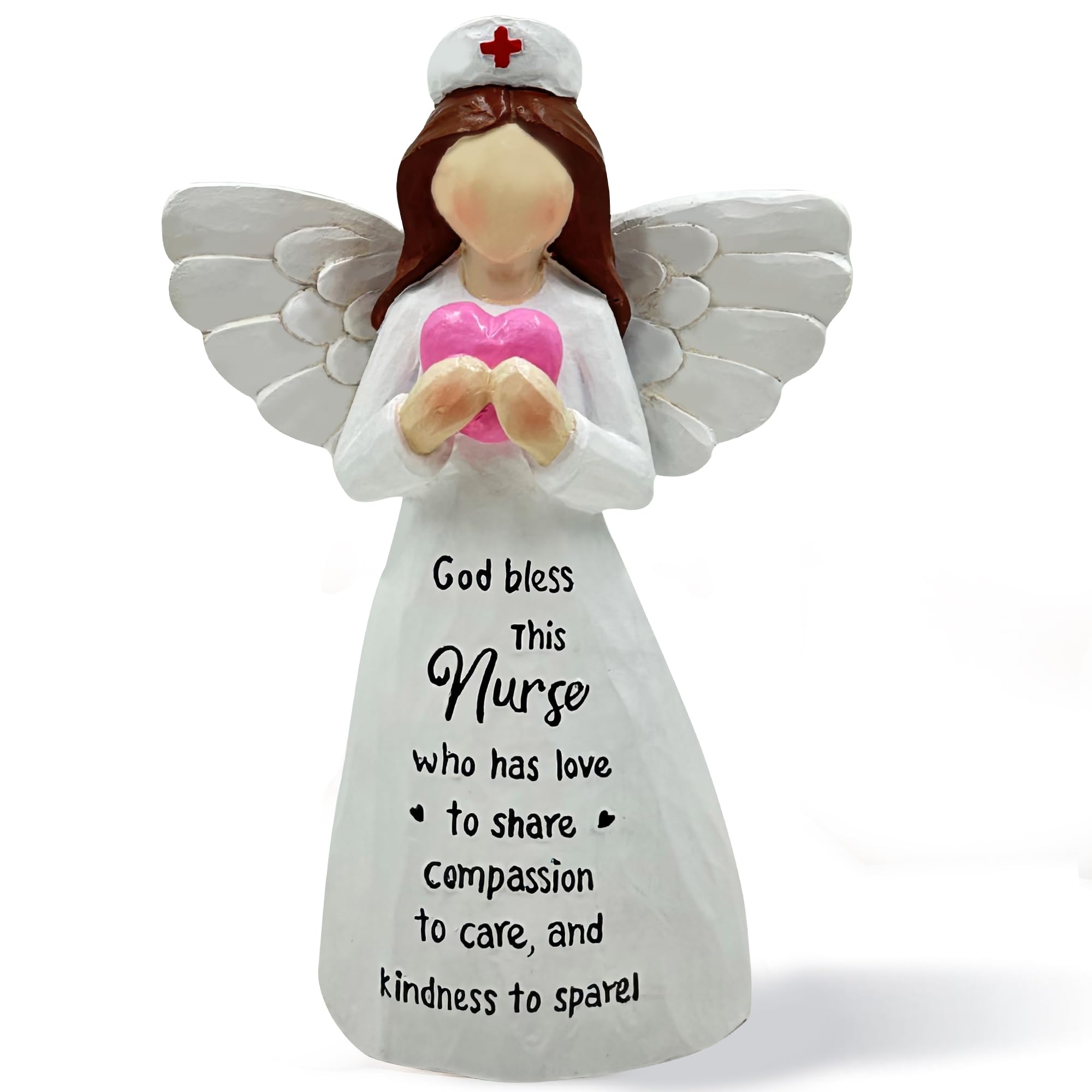 Bozspacer nurse angle figurine front view, desk-ready appreciation gift for healthcare heroes.