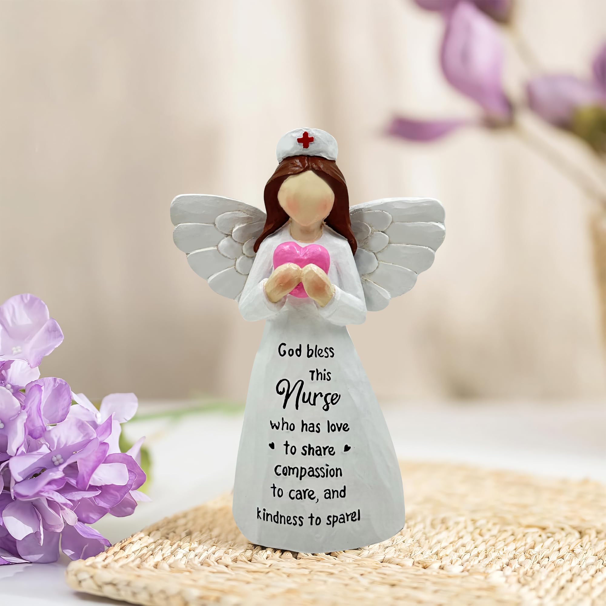 Bozspacer nurse angle figurine side view highlighting hand-painted detail for display.