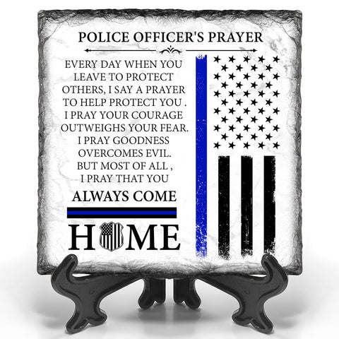 Bozspacer police officer prayer plaque for desk display and daily motivation.