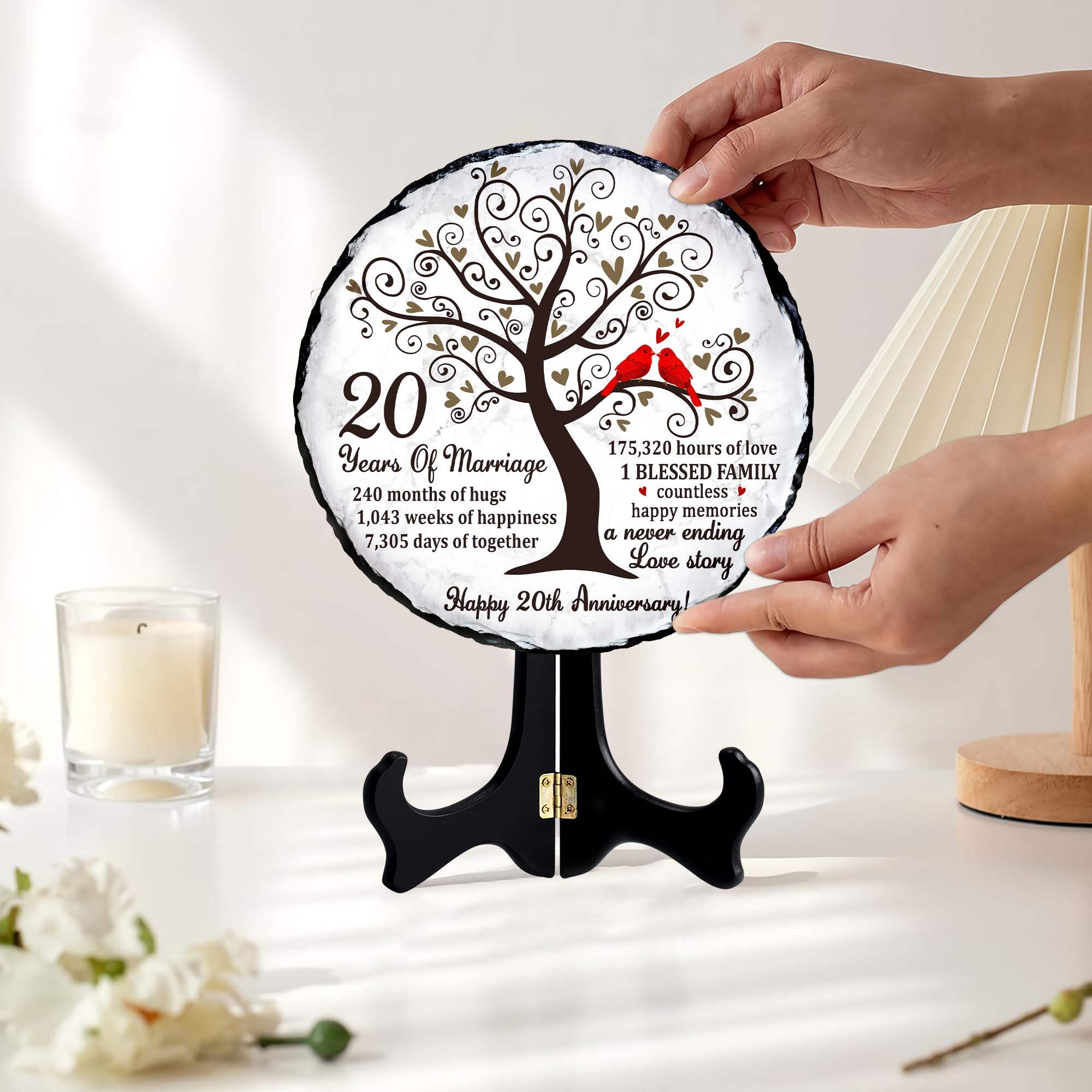 Bozspacer red cardinal illustrations add romantic visual appeal.