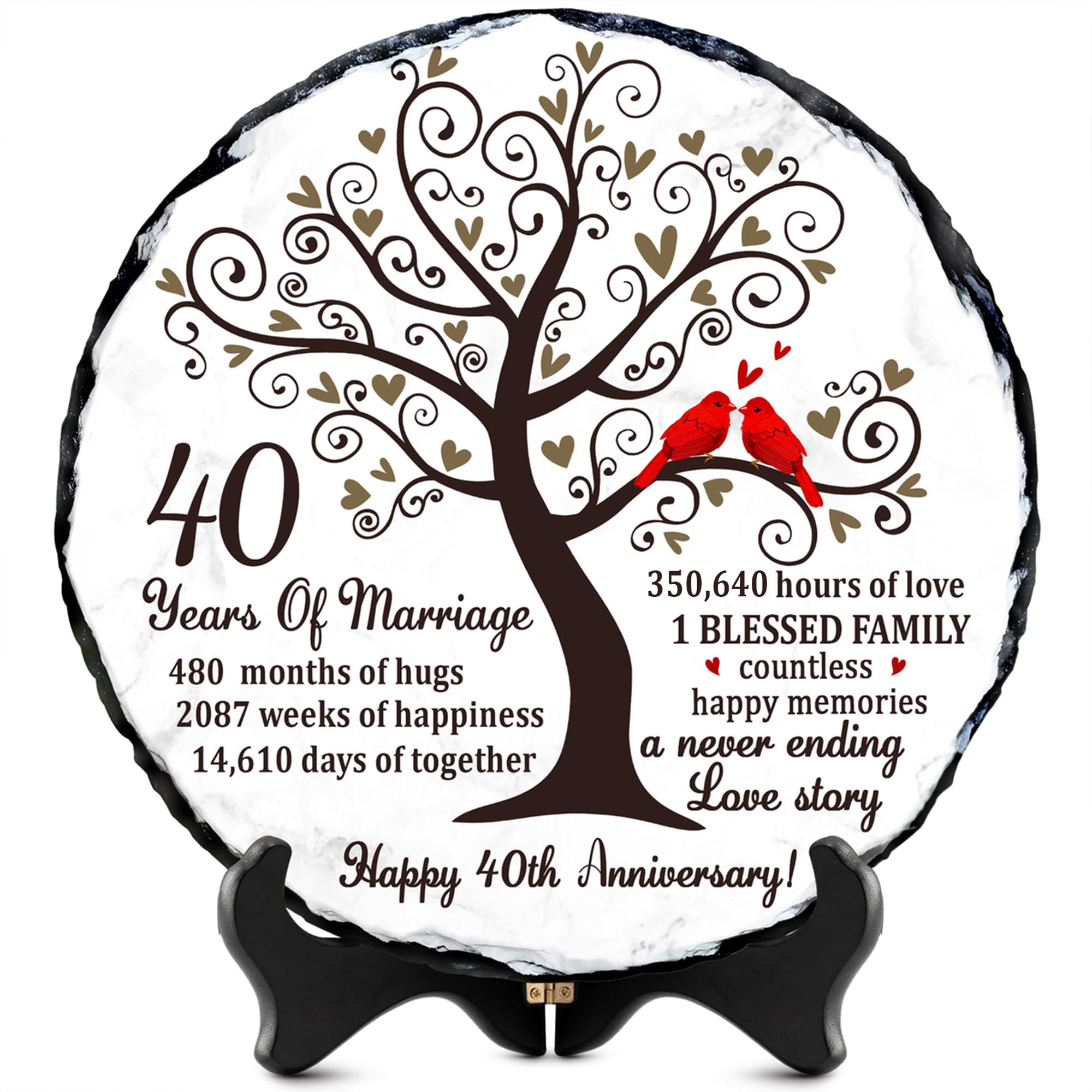 Bozspacer Ruby Couple Slate Plate, a durable ruby anniversary keepsake