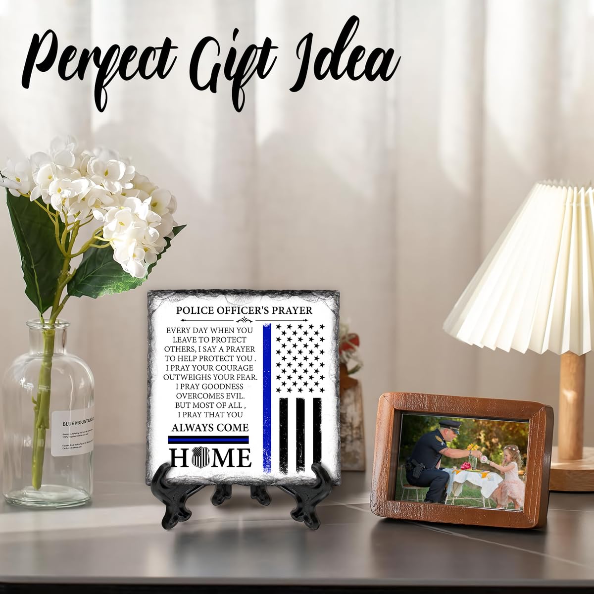 Bozspacer slate desk stand plaque fits on shelves.