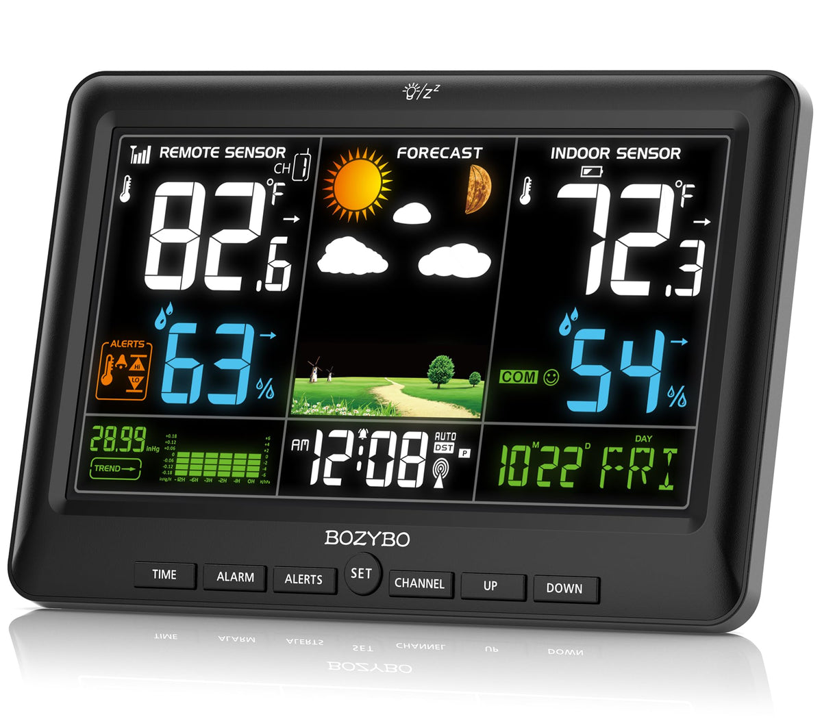 BOZYBO Weather Station 9.1-inch color screen for indoor/outdoor readings