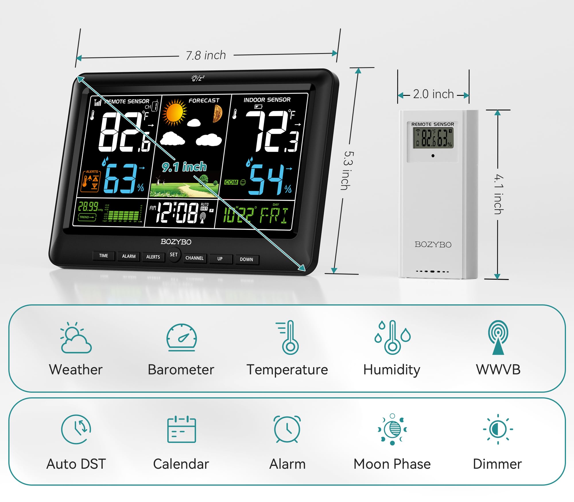 BOZYBO Forecast with barometer hints at upcoming conditions for planning