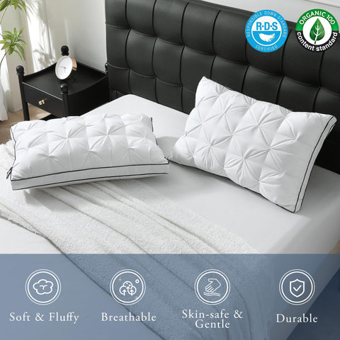 Edge piping and 2-inch gusset on BPC pillow for lasting loft
