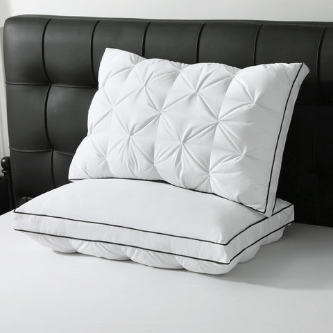 BPC luxury goose down pillow king side view showing plush support for restful sleep