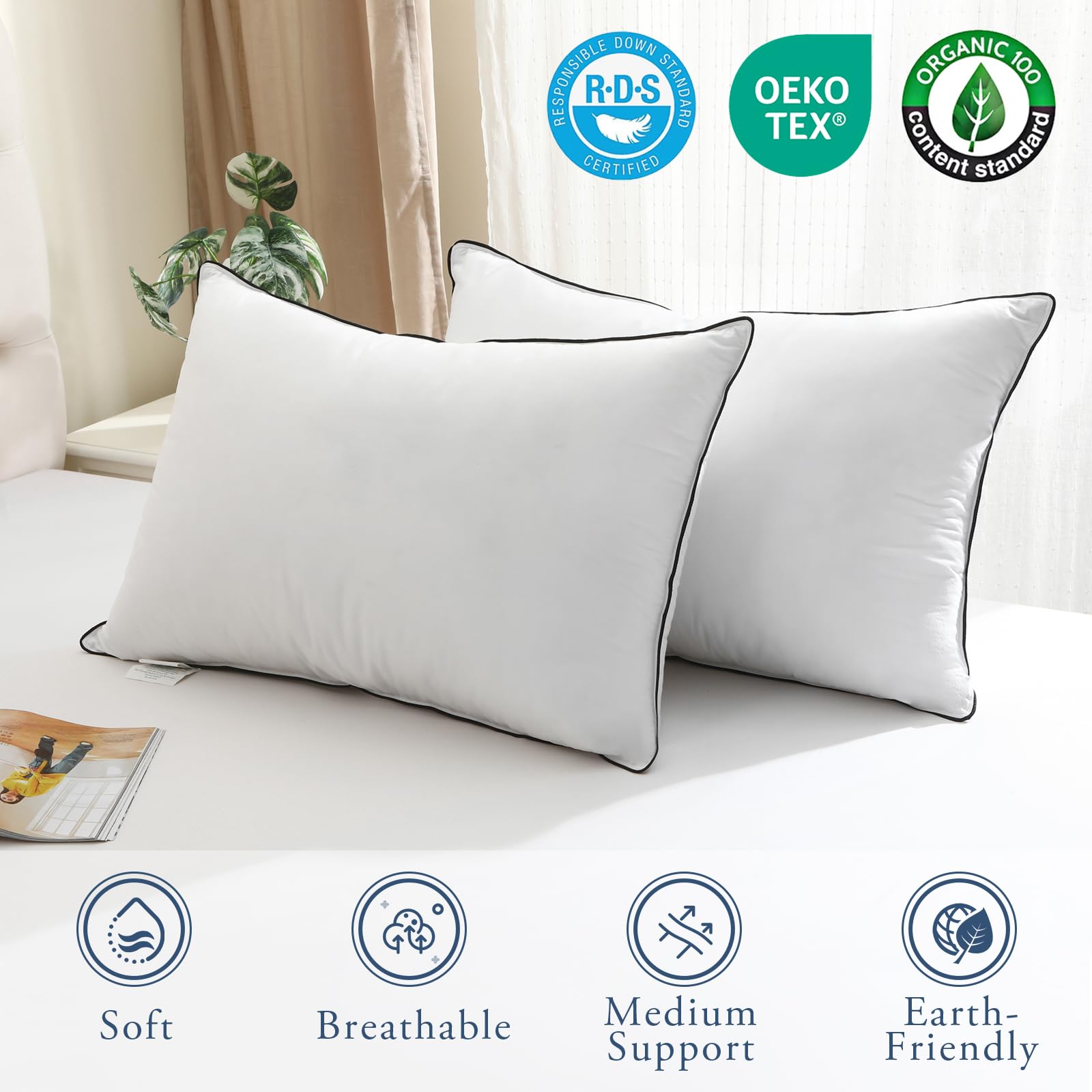 BPC luxury pillow on a neatly made bed for hotel-like sleep