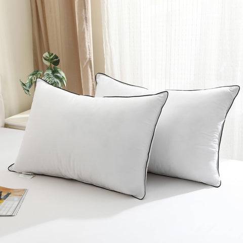 BPC Luxury Hotel Goose Down Pillow king cover closeup showing organic cotton for breathable comfort