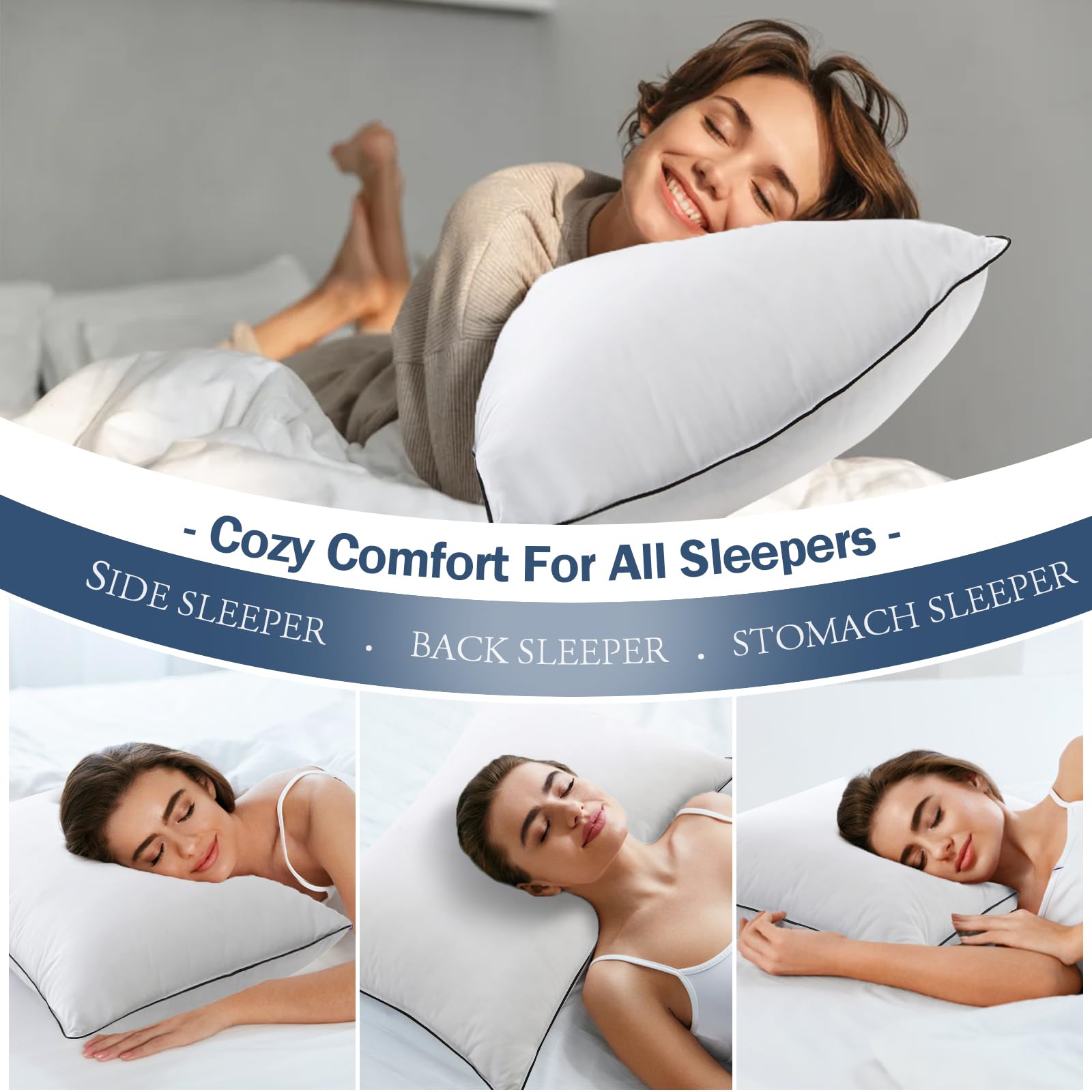 BPC pillow fluffed after airing shows plush medium-firm feel