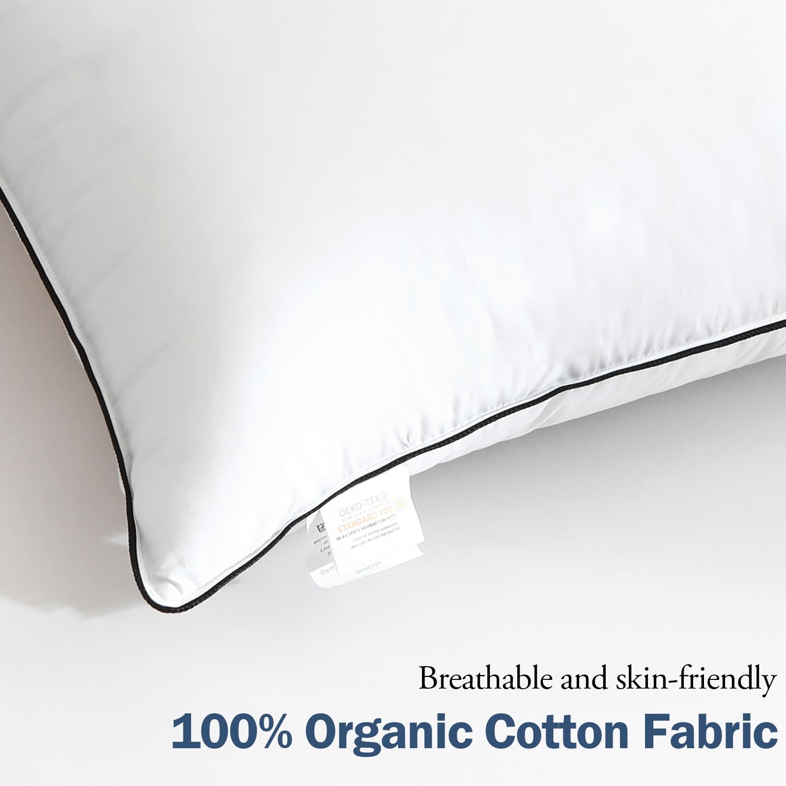 BPC queen pillow with black piping for hotel-inspired elegance