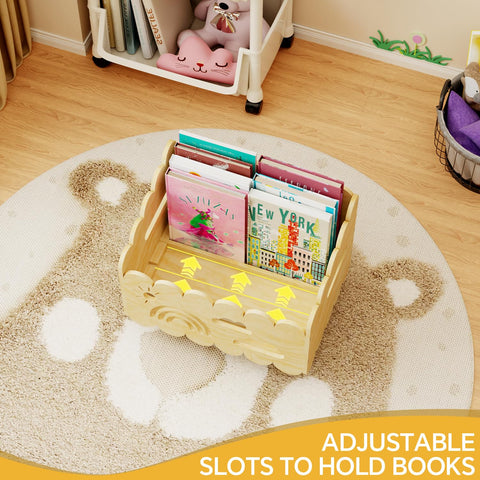 BPMFDTNL kids bookshelf features easy-carry handles for portability.