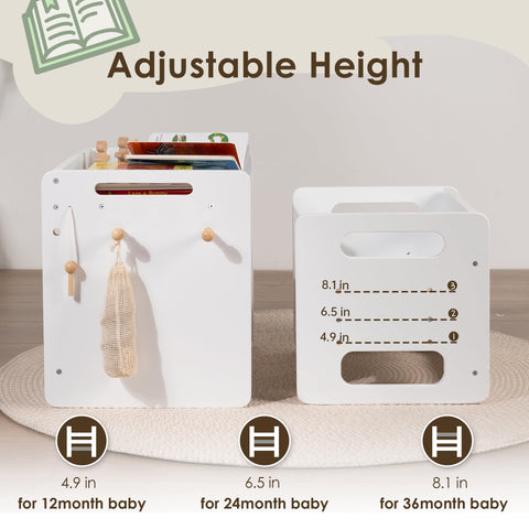 bpmfkid adjustable table height white adapts to growing toddlers during activities.
