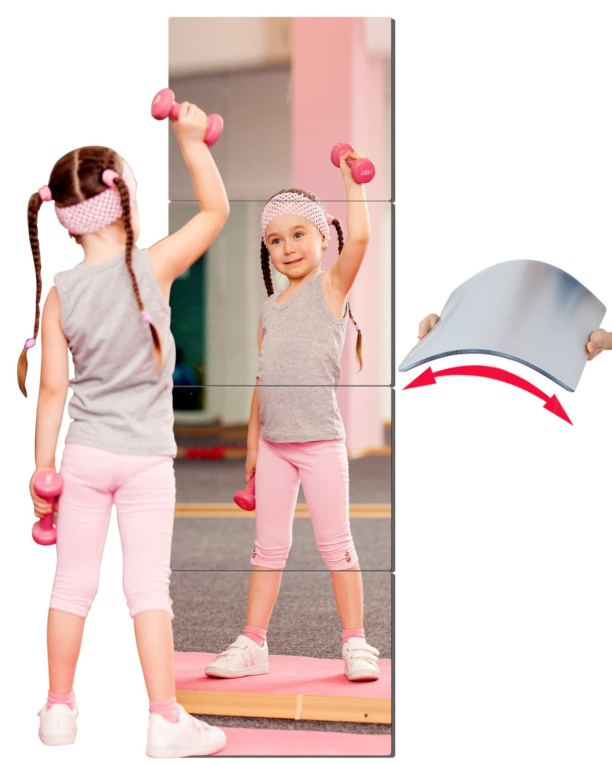 BQRIS kids safety mirror tiles closeup shows clear acrylic surface for safe play areas.