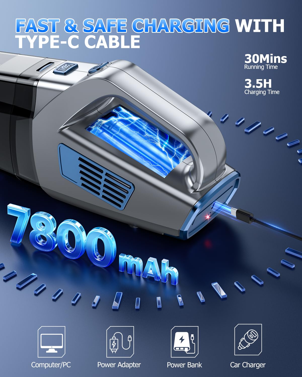 BQYPOWER lightweight handheld vacuum weighs 1.79 pounds