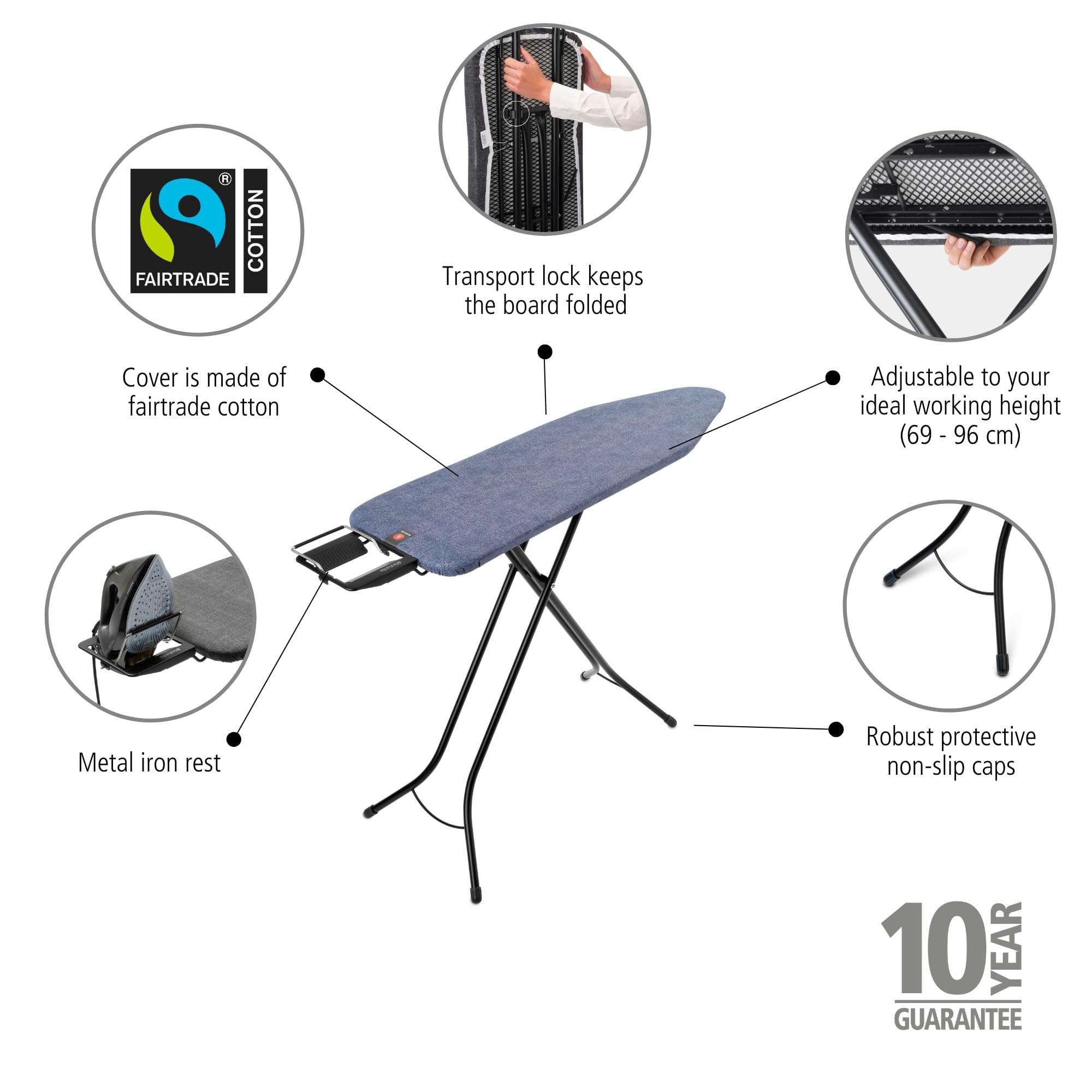 Brabantia Comfort ironing board four-legged frame ensuring wobble-free stability