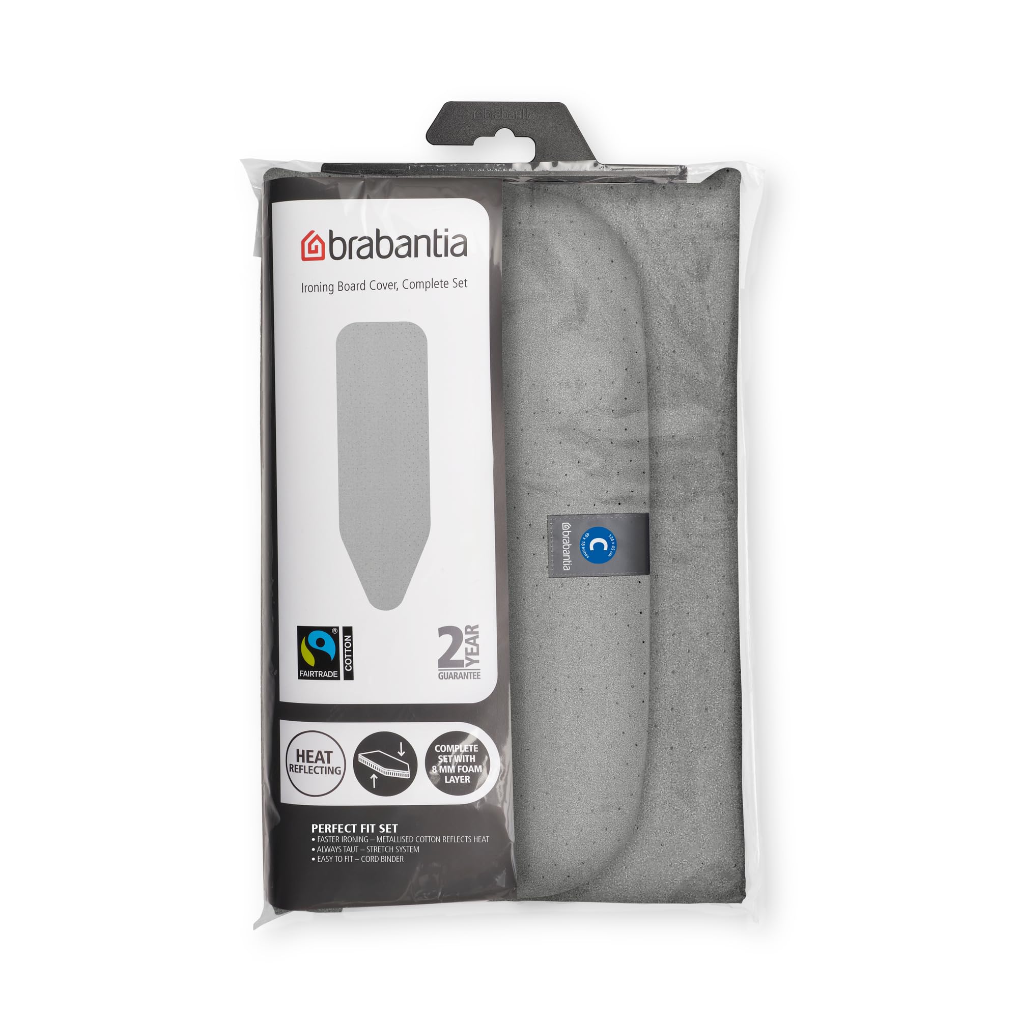 Brabantia cover texture close-up showing 100% Fairtrade cotton fabric.