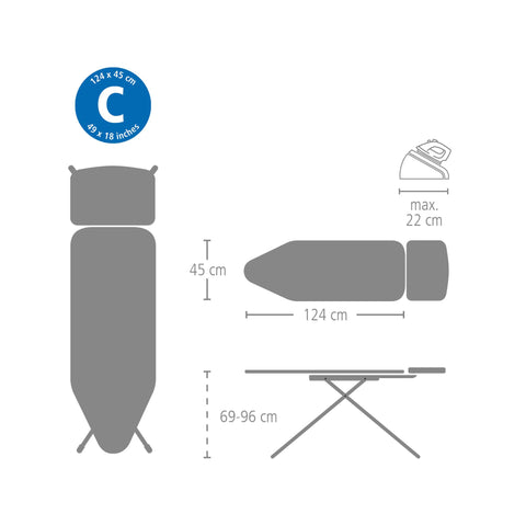 Brabantia Stretch-System and non-slip design keeps cover taut.