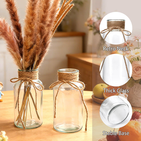 Brajttt clear glass centerpiece vase 6 inches tall for bouquets