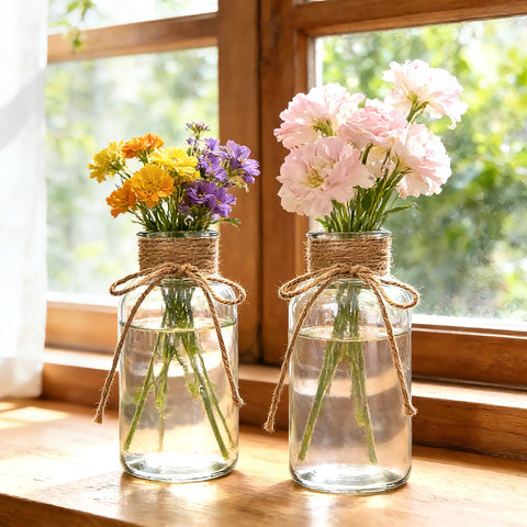 Brajttt rustic vase with hemp rope detail adds artisanal charm