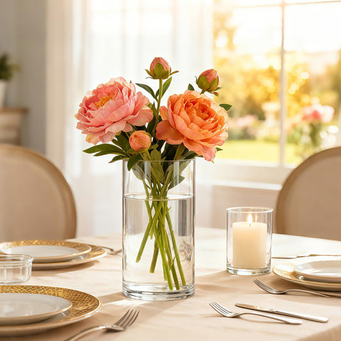 Brajttt wedding and dining decor-ready clear glass vase.