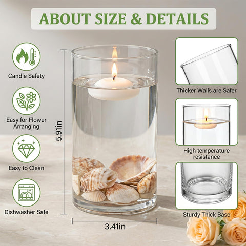 Brajttt weighted-base cylinder vase provides stable floral displays.
