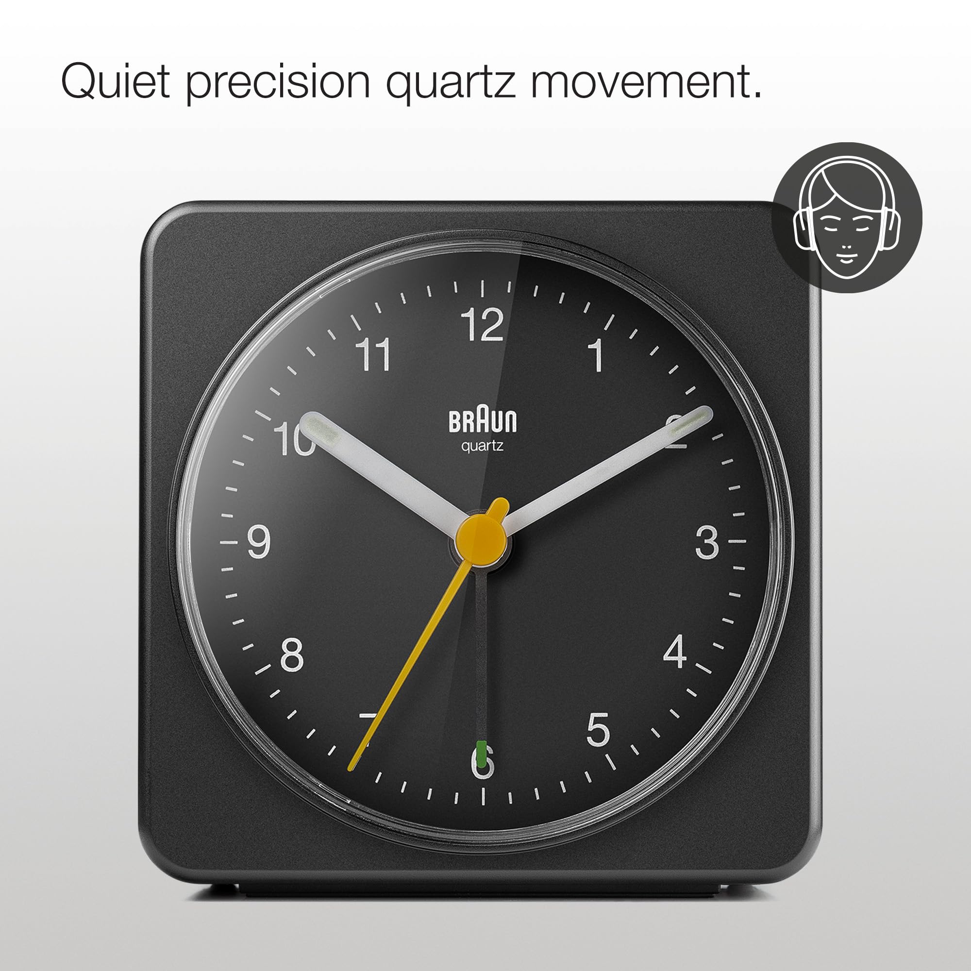 Braun Classic Alarm Clock yellow-second-hand supports quick time checks