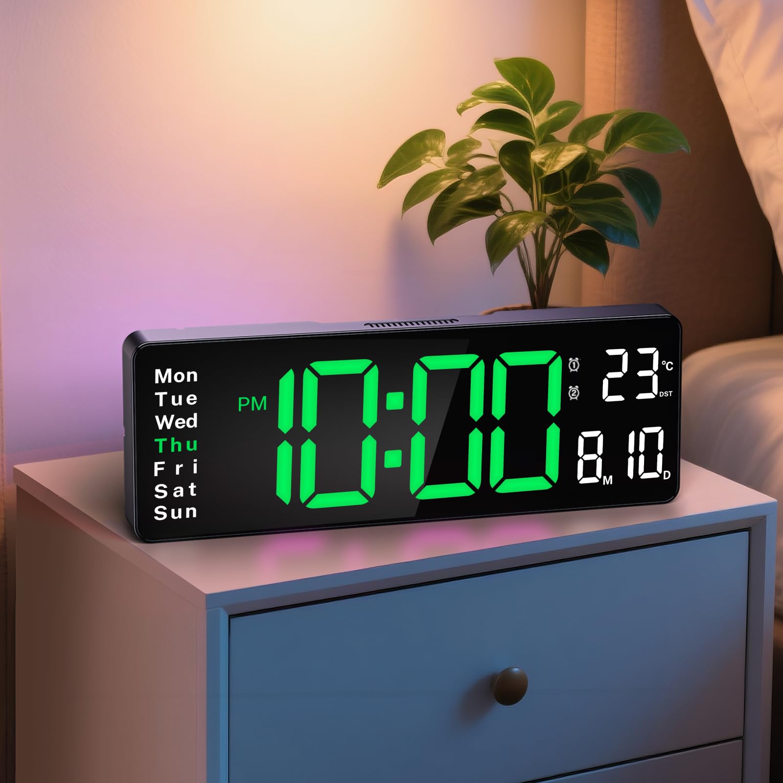 Brauthon digital clock with large 16-inch display for clear time at a glance.