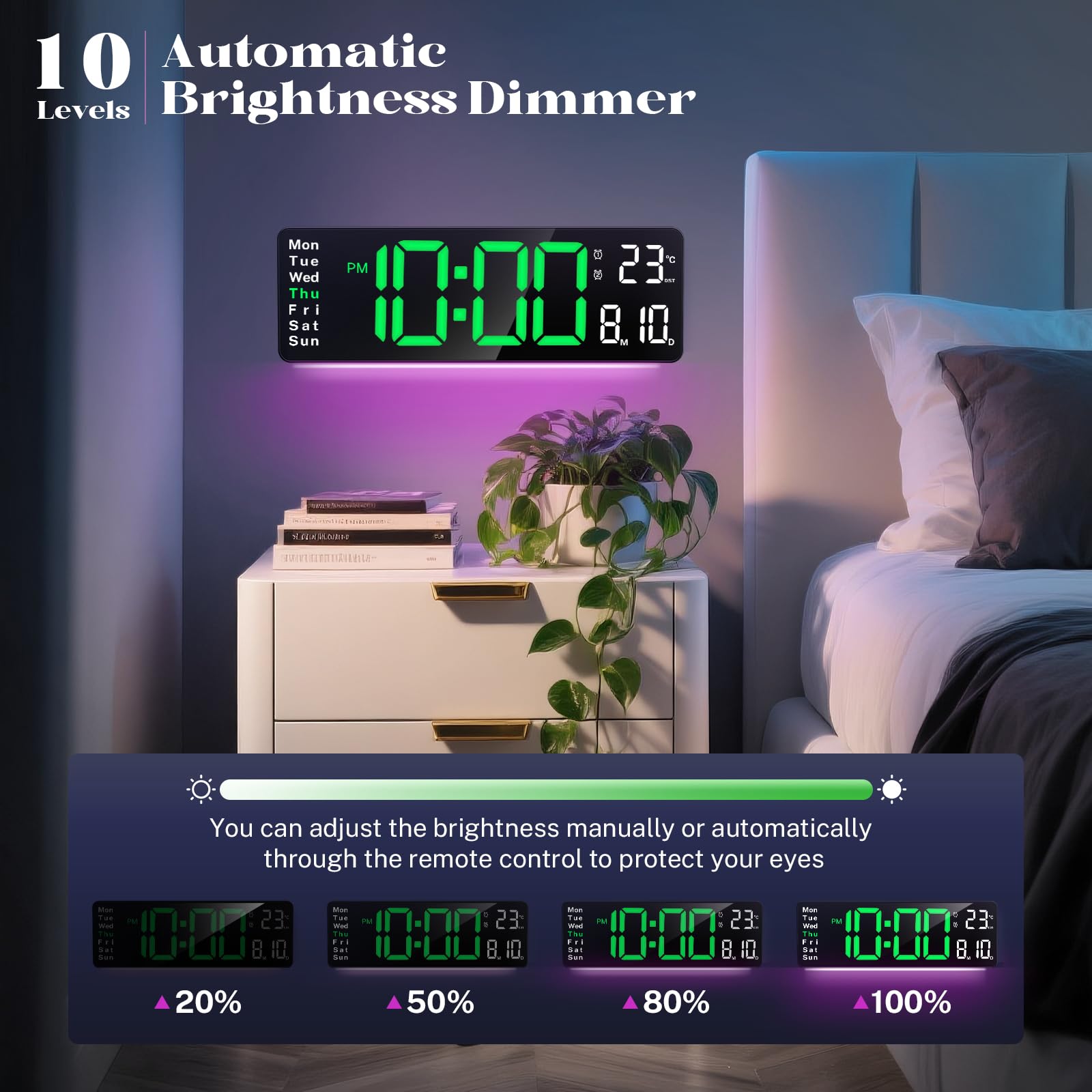 Brauthon night light cycles through colors for ambient bedroom or living room glow.