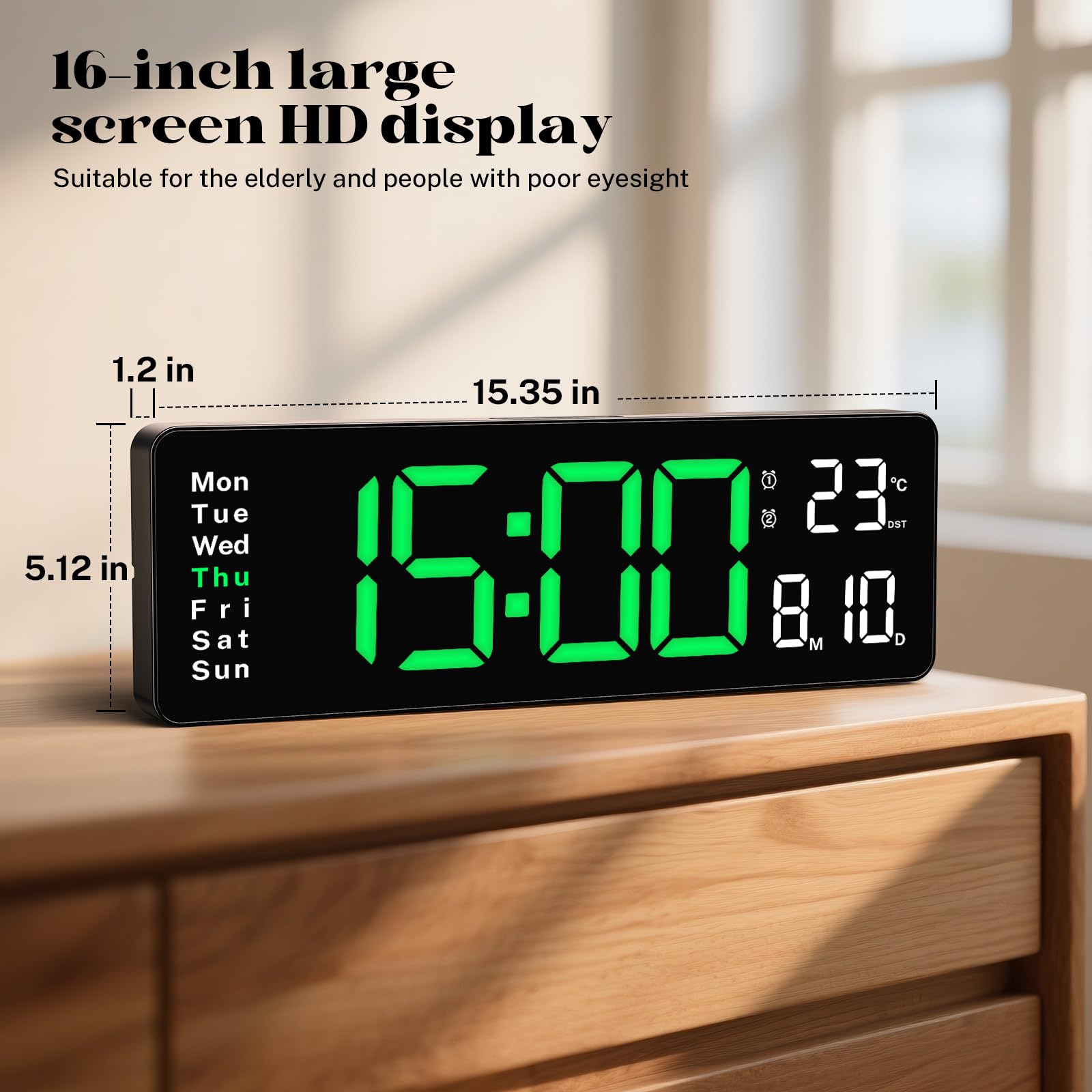 Brauthon wall clock with remote control for easy dimming and settings from afar.
