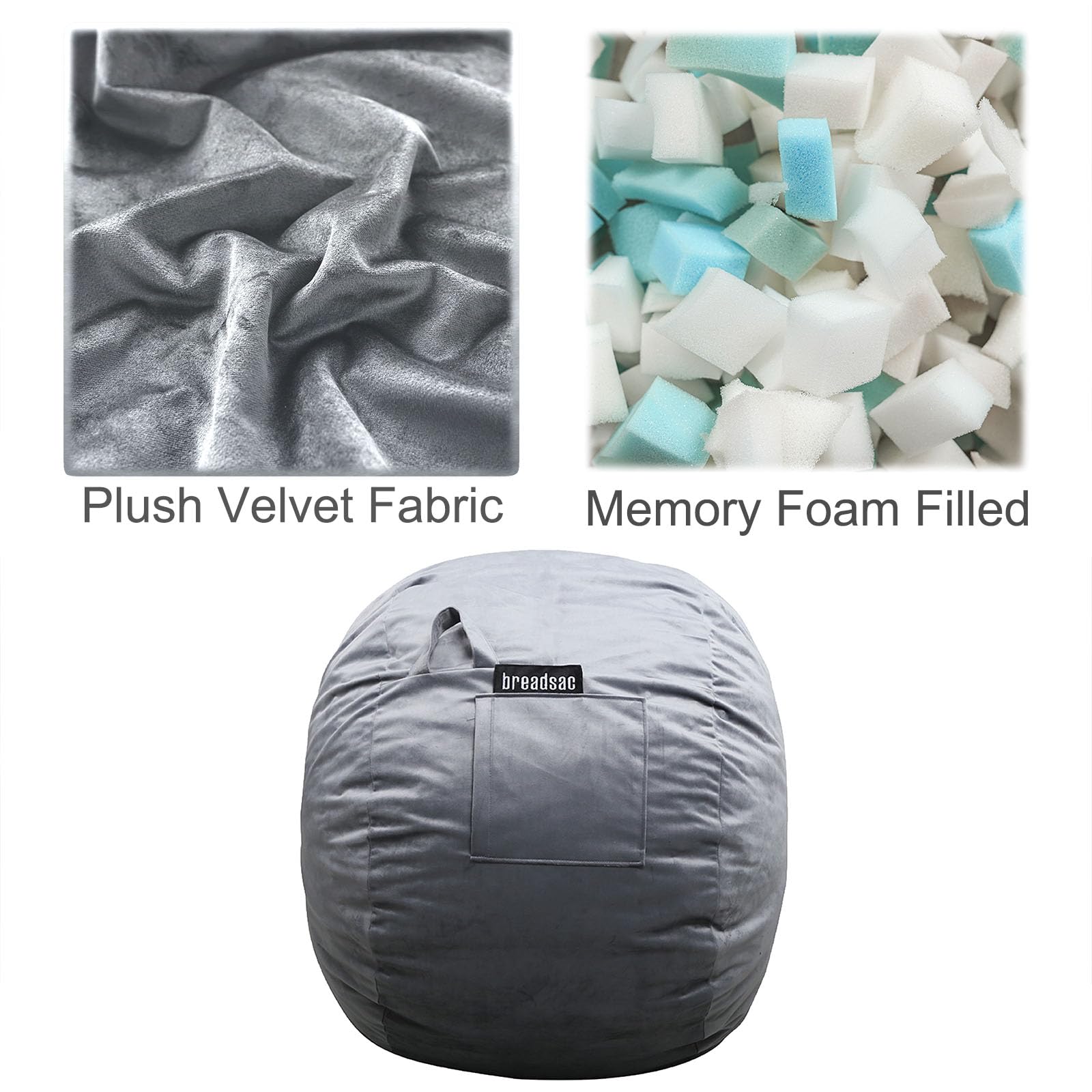 Breadsac bean bag chair with Dutch velvet cover for a luxurious, easy-care finish