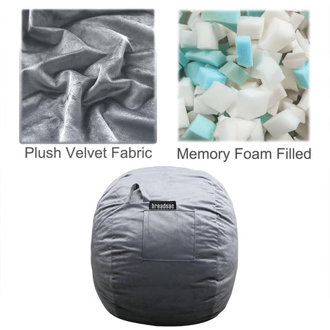 Breadsac bean bag chair with Dutch velvet cover for a luxurious, easy-care finish