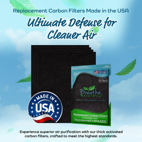 Breathe Naturally replacement filter back label shows model compatibility details.