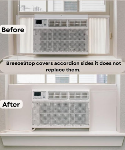 Breeze Stop adhesive-flaps closeup on panel edge for secure fit.
