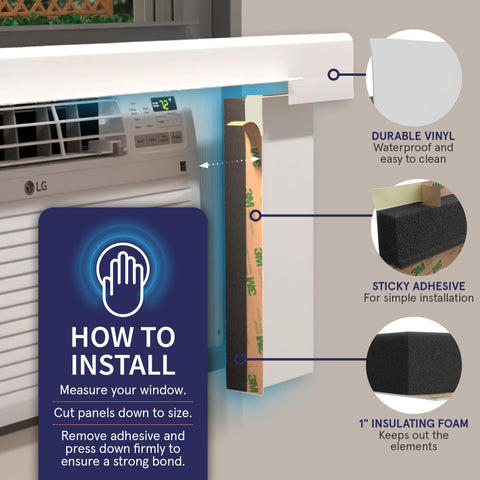Breeze Stop surround insulation installed in window for sealed summer and winter.