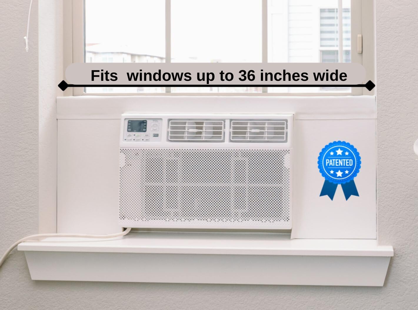 Breeze Stop surround insulation top panel white, creates built-in clean look.