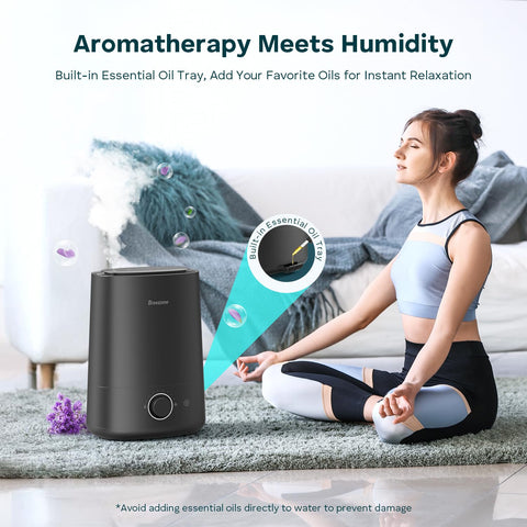 BREEZOME 360-degree mist outlet directs humidity where you need it.