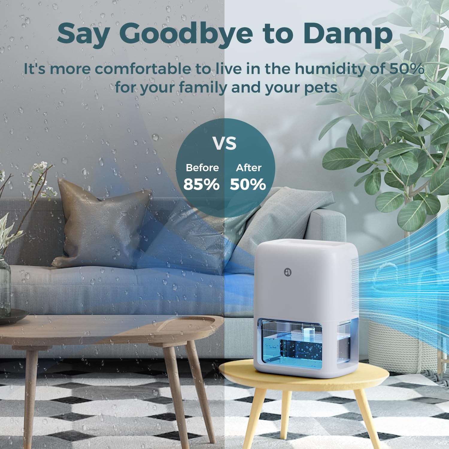 BREEZOME portable dehumidifier with built-in handle for easy transport