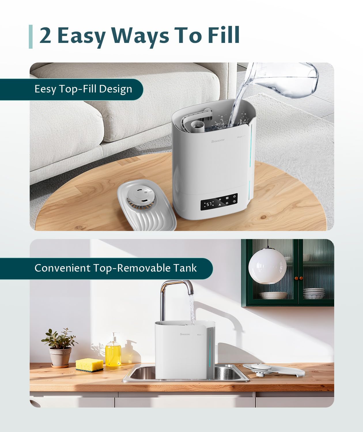 BREEZOME auto shut-off for safe use when water runs low