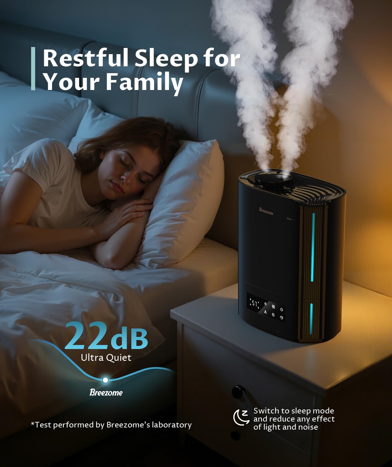 BREEZOME 6L humidifier detachable tank simplifies filling and cleaning.
