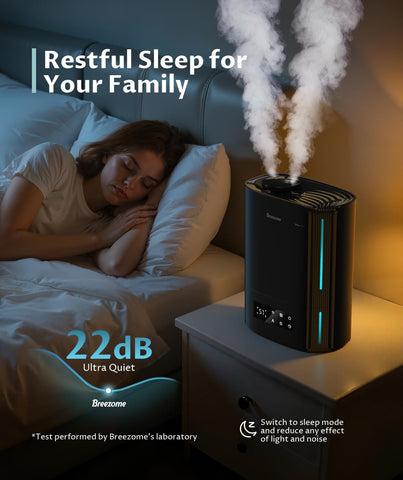 BREEZOME 6L humidifier detachable tank simplifies filling and cleaning.