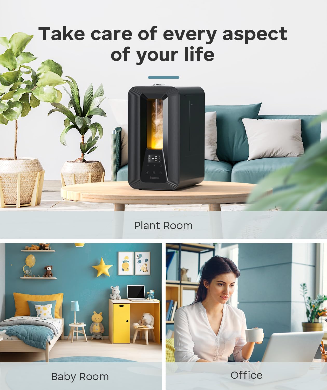 BREEZOME 6L humidifier easy-to-clean top-fill design