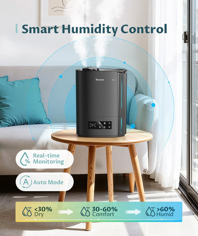 BREEZOME 6L humidifier intelligent humidistat maintains comfortable humidity.