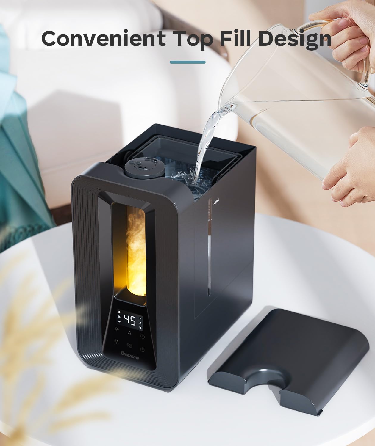 BREEZOME 6L humidifier soft LED night light for ambient evenings