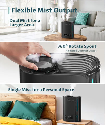 BREEZOME 6L humidifier quiet operation for restful evenings.