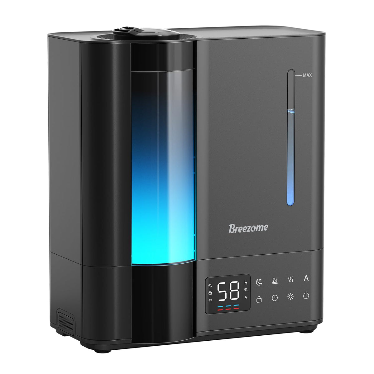 BREEZOME 8L humidifier top-fill design for easy refills and cleaning.
