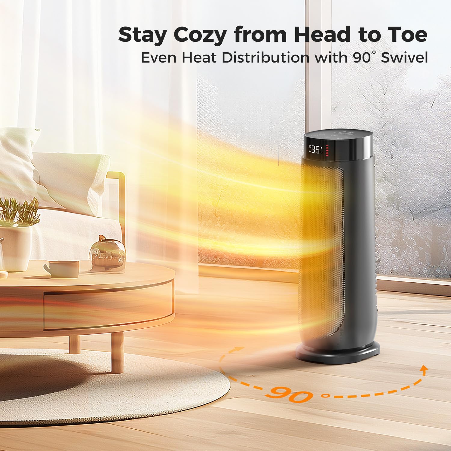 BREEZOME breezome-90-degree-oscillation distributes warmth evenly.