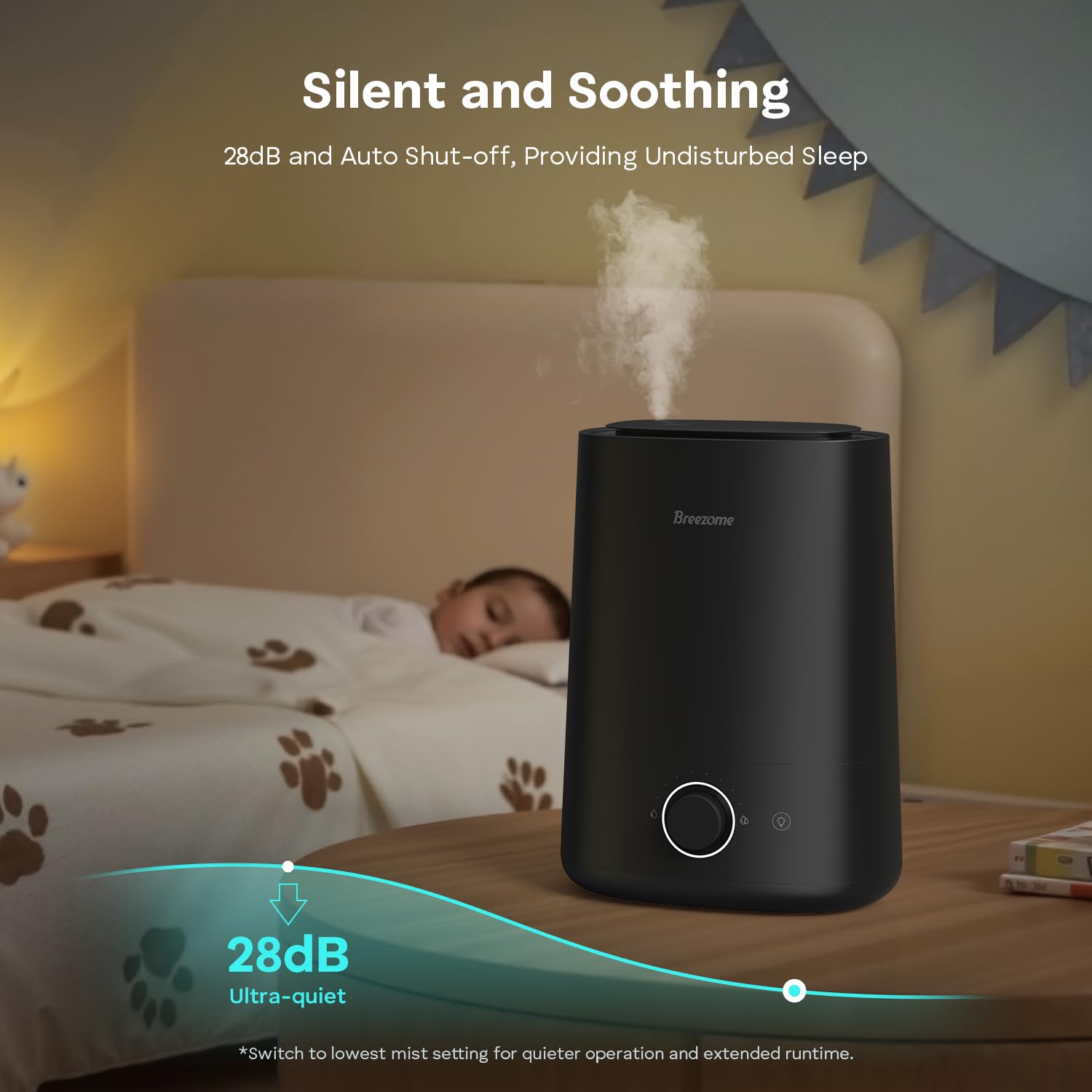 BREEZOME auto shut-off enhances safety when water runs low.