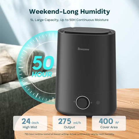 BREEZOME aroma diffuser mode blends fragrance with humidification for a relaxing space.