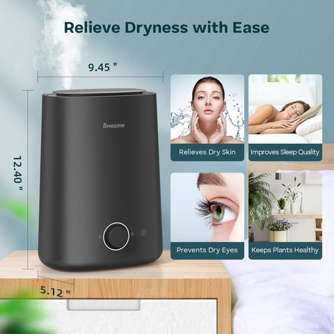 BREEZOME large-room humidifier maintains moisture in bigger spaces.